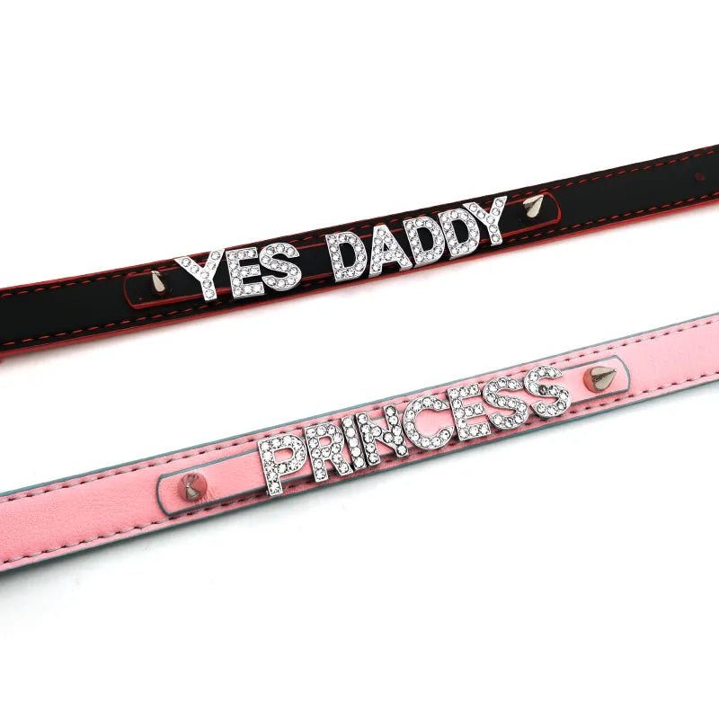 Sexy Customized Letters YES DADDY PRINCESS Rivet Spikes Collar Choker Necklace DIY Personalized Custom Chocker Cosplay Jewelry