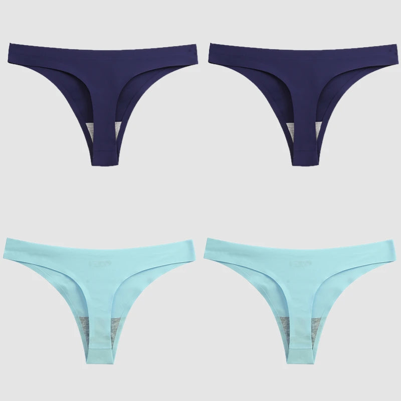 WarmSteps 4PCS/Set Sexy Women Panties Silk Satin Female Thongs Lingerie Soft Cozy Underwear Hot G-Strings Seamless Sports T-Back