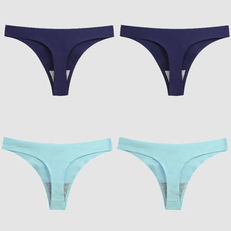 WarmSteps 4PCS/Set Sexy Women Panties Silk Satin Female Thongs Lingerie Soft Cozy Underwear Hot G-Strings Seamless Sports T-Back