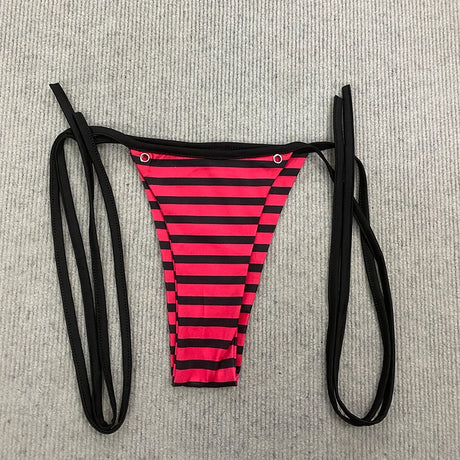 Striped Cross & Paw Print Bikini Set Women Triangle Halter Top Tie Side Bottoms Summer Y2K Punk Aesthetic Beachwear