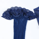 Women's Fishnet Bodystocking One-Piece Lace Teddy Underwear Erotic Open-Crotch Lingerie for Couple Role Play