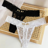 Personality Custom Name Crystal Letter Thong Sexy Lace Bikini Panties G-String Low Waist Briefs Ladies Knickers Hot Wife Gift