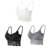 3PCS Women's Lace Bras Top Comfortable Bralette Solid Color Sexy Underwear Vest Female Hollow Out Wireless Lingerie Seamless Bra