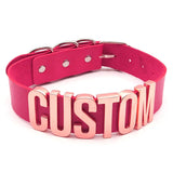 30MM Goth Sexy Rose Gold Letters Custom Collar Choker Necklaces Men Women BDSM Role Age Cosplay Chocker Customized Jewelry