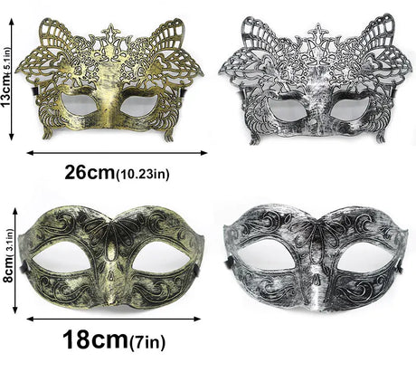 1PC Masquerade Mask Vintage Prince Mask Black Antique Copper Half Face Mask Plastic Retro Crown Masks Women Party Decoration