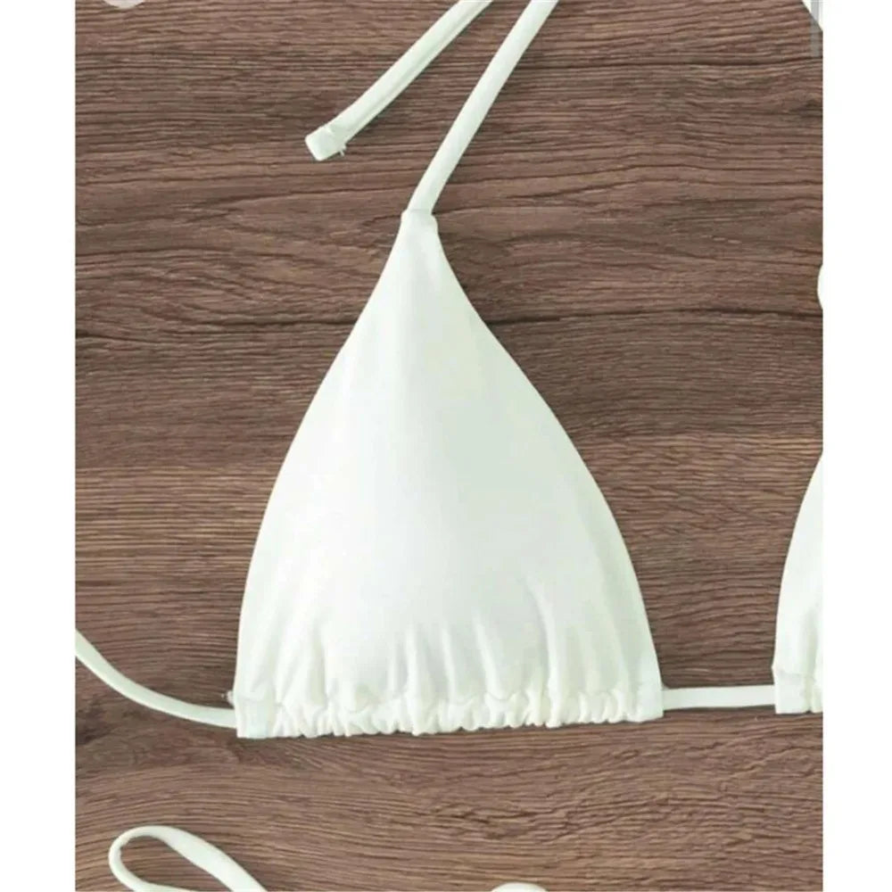 Sexy Flower Bandeau Swimwear Thong Bikini Women Lace-up Swimsuits Swimming Bathing Suit Brazilian Bikinis Set Mujer Biquini