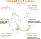 DELIMIRA Women's Front Closure Racerback Bras Plus Size Full Coverage Supportive Underwire Plunge Unlined Bra Underwear
