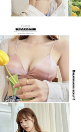 Women's French Style Bra Girl Wrapped Chest Adjustable Shoulder Strap Single Buckle Satin Sexy Tube Top Underwear Lingerie