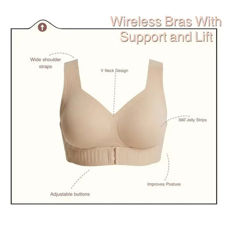 Women's Posture Correction Bras Seamless Wireless Push Up Bralette with Cross Back Support Female Lingerie
