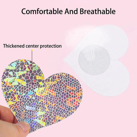 5 Pairs Glitters Pasties Nipple Covers Stickers Disposable Sticky Breast Petals for Women Rave Party Festival