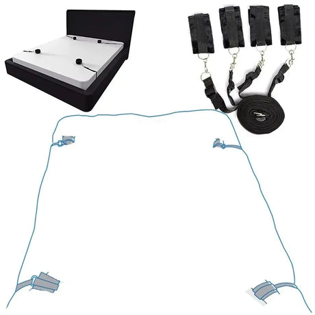 BDSM Bondage Set Adult Sex Game Handcuff Ankle Restraints Sextoy Couple Slave Sex Products Erotic Bed Strap System SM Soft Cuffs