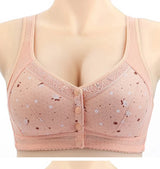 FallSweet Front Closure Cotton Bra for Women Plus Size Seamless Wireless Sports Bras Thin Underwear for Middle-Aged & Elderly