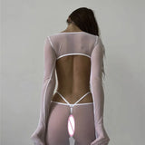 Sexy Lingerie Set Transparent Sheer Mesh Babydoll Erotic Nightwear Women Cutout Waist Lace Underwear Women's Sexy Nightie