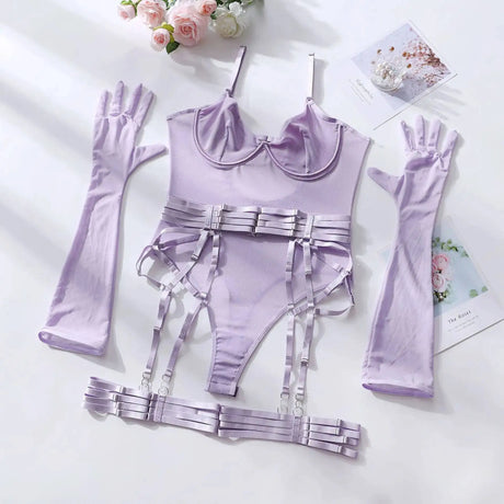 Sexy One Piece Bodysuit Glove Bandage Perspective Mesh Tight Fitting Slim Fit High Strecth Women Rompers Polychrome Fashion RAE3