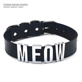 30MM Soft Faux Leather Collars Goth Sexy Customized Letters MEOW Choker Necklace Punk Personalized Role Age Cosplay Jewelry