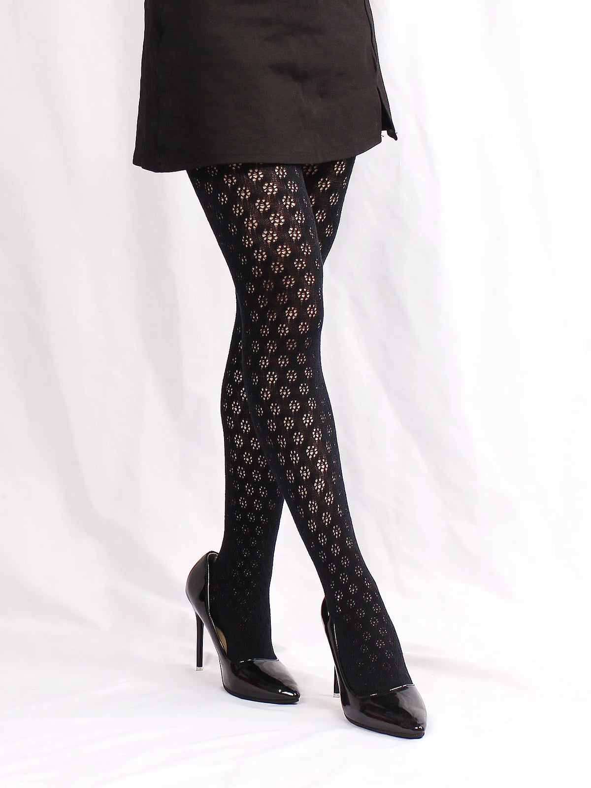 Retro Hollow Out Dot Round Floral Women's Pantyhose Thin Sexy Mesh Breathable Hottie Slim Fit Tights