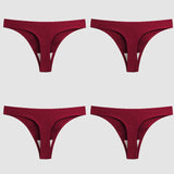 WarmSteps 4PCS/Set Sexy Women Panties Silk Satin Female Thongs Lingerie Soft Cozy Underwear Hot G-Strings Seamless Sports T-Back