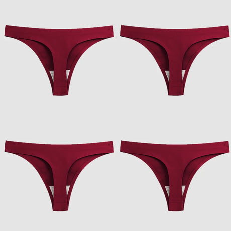 WarmSteps 4PCS/Set Sexy Women Panties Silk Satin Female Thongs Lingerie Soft Cozy Underwear Hot G-Strings Seamless Sports T-Back