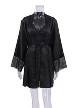Pajama Sets Patchwork Lace Robe Sets With Bra Satin Sexy Underwear Set Woman 3 Pieces Sleepwear Sets Bathrobes 2023 Nightwear