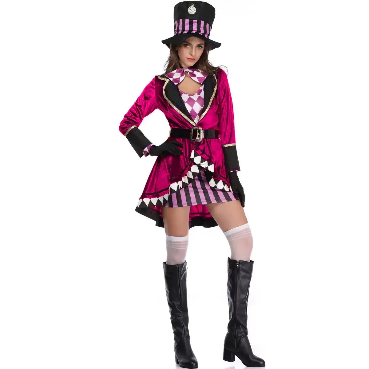 Magician Clown Cosplay Costume Alice Costume Circus Outfits Hatter Halloween Carnival Stage Performance Roleplay Clothes