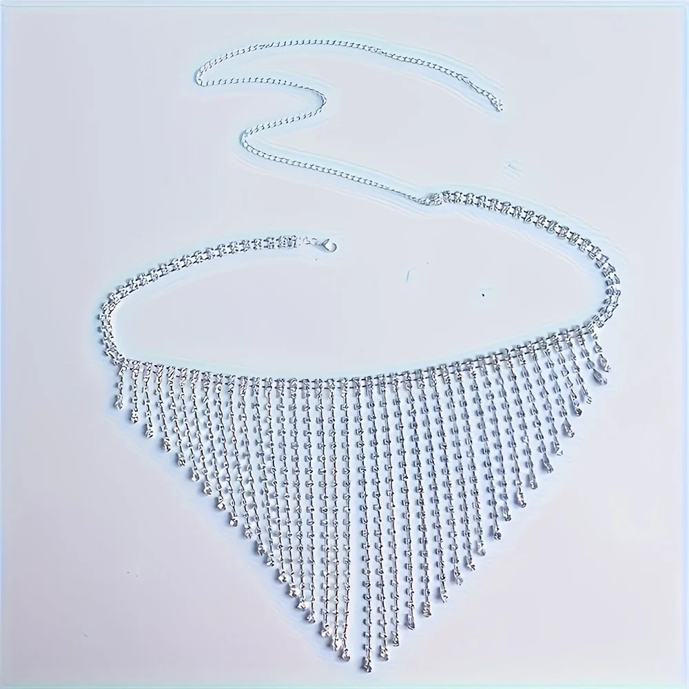 Bikini Crystal Bra Chain Sexy Rhinestone Thong Suit Body Fringed Bra Lumbar Abdominal Chain Women Sexy Underwear Accessories