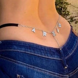 Sexy Women Custom Thong with Letter Metal 12 Constellations Body Waist Chain Jewelry Panties Girl Personalize Underwear Gift