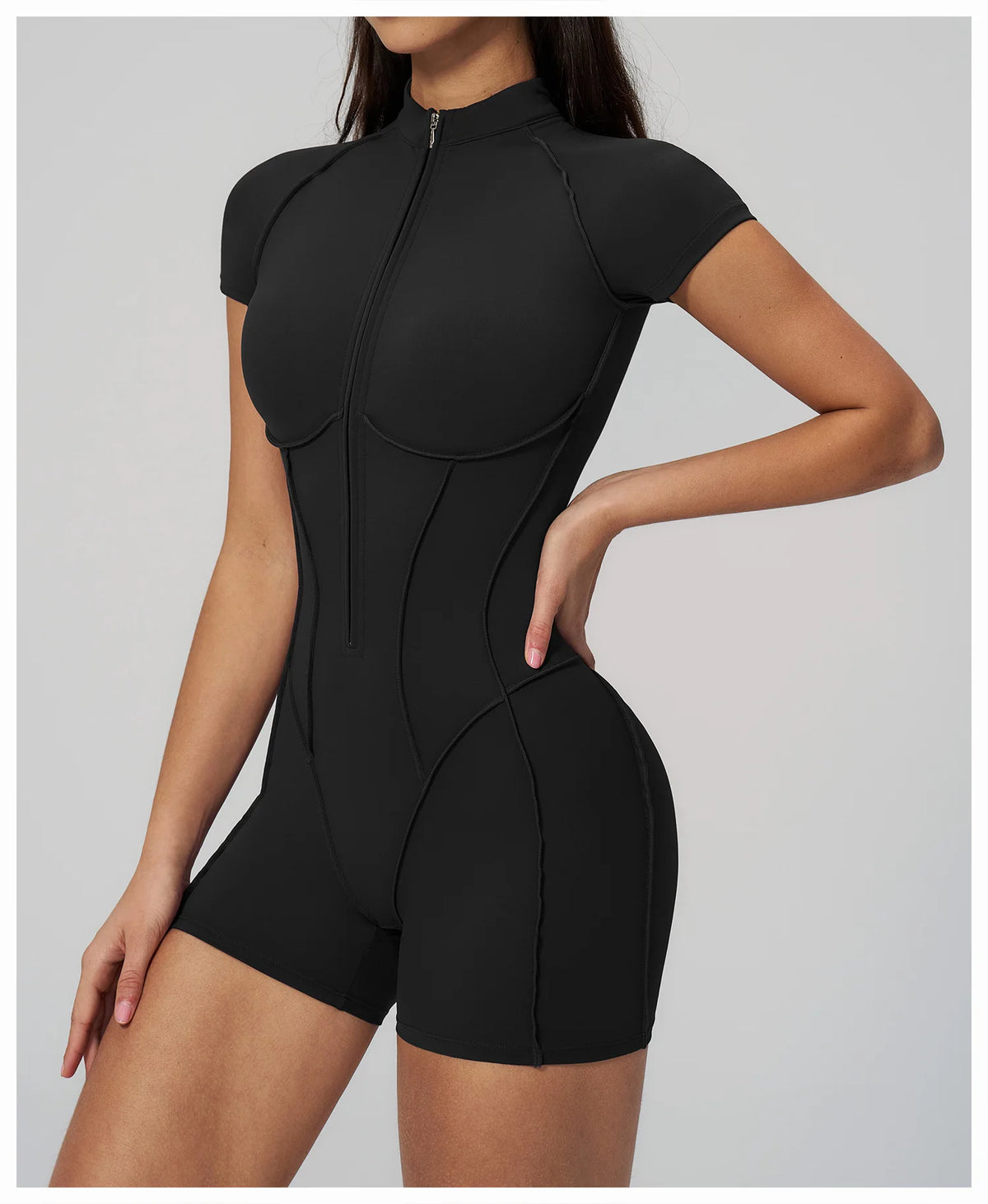 2026 Yoga Bodysuit Short Sleeves Women Tracksuits Gym Zipper Jumpsuits Sports Workout Rompers Fitness One-piece Suit Activewear