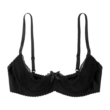 Women Sexy Open Cups Bra Exposed Nipples Lingerie Tops Adjustable Straps Underwire Lace Push Up Brassiere Underwear Nightwear