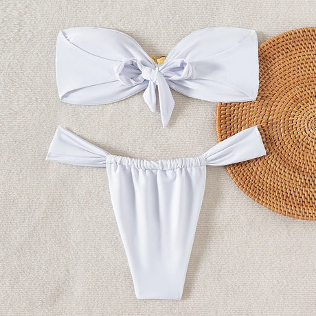Sexy Cut-Out Bikini Set - Trendy Swimwear for Beach Goddesses Stunning Strapless Bikini Top Two-Piece Swimwear for Women