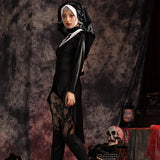 Saintlike Seductress Costume Sexy Vinyl Nun Halloween Costume Fancy Dress