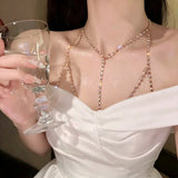 Luxury Square Zircon Chest Chain Multilayer Silver Metal Beads Body Chain Sexy Beach Bikini Jewelry Gift For Women