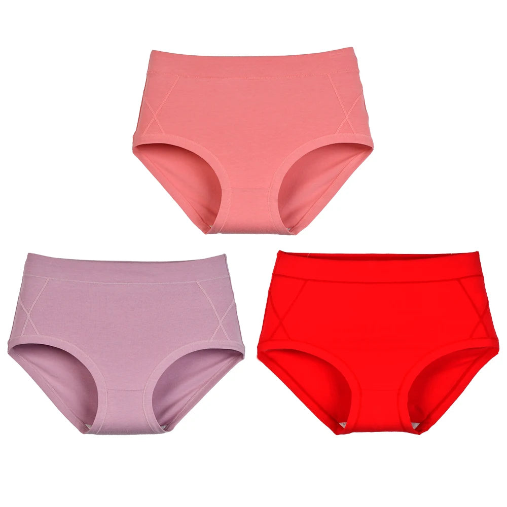 3Pcs Women's Cotton High Waist Panties Underwear Female Large Intimate Lingerie Briefs Woman Underpants Panty Panti New 2025