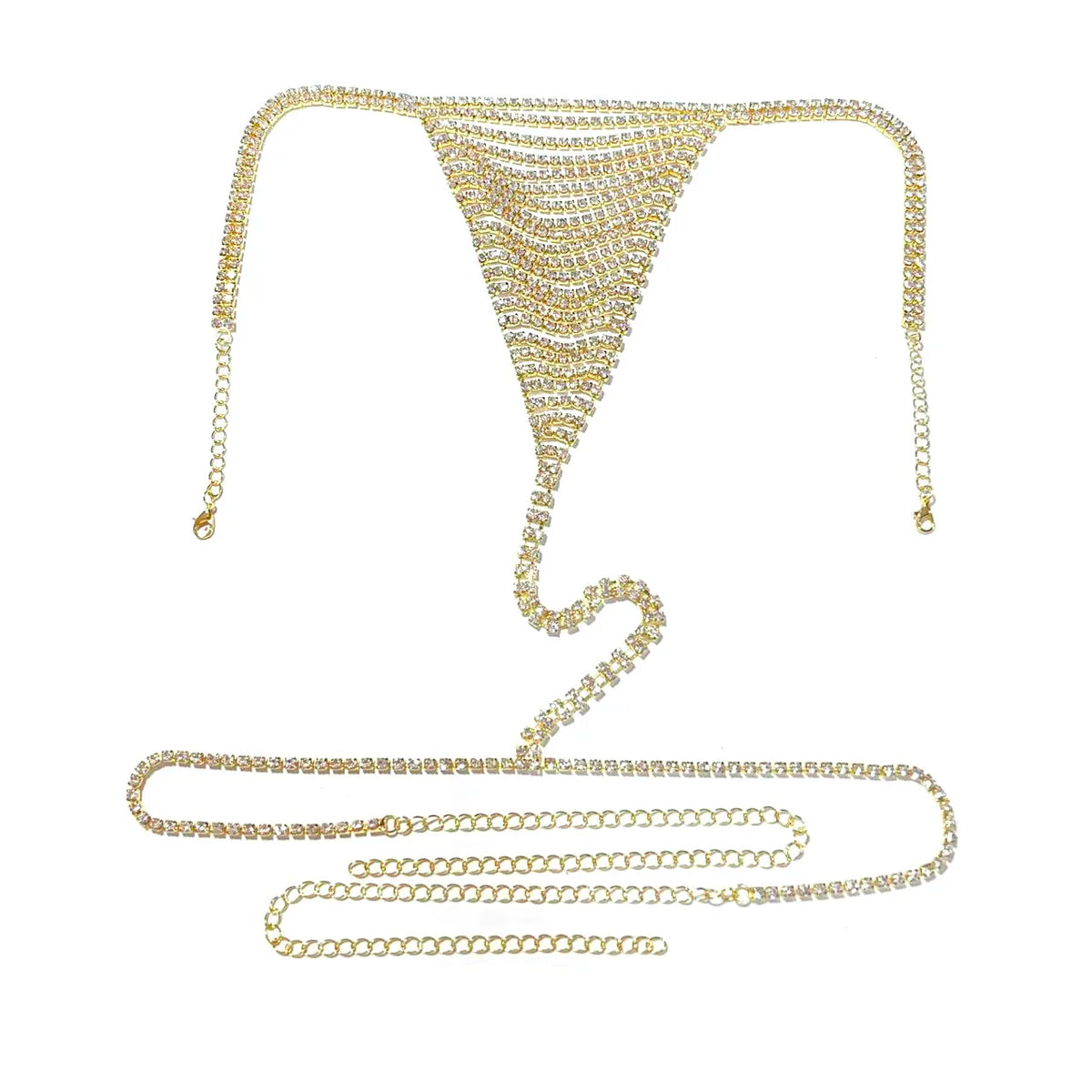 A set of women's sexy shiny rhinestone bra chain waist chain fashionable party crystal bikini set