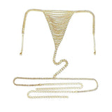 A set of women's sexy shiny rhinestone bra chain waist chain fashionable party crystal bikini set