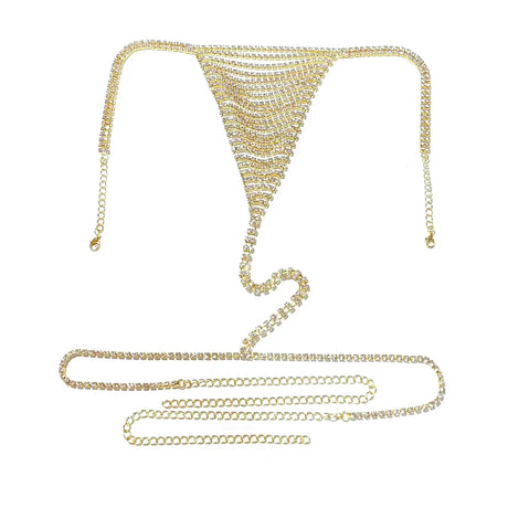 A set of women's sexy shiny rhinestone bra chain waist chain fashionable party crystal bikini set