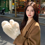 Hot Sale Women's 100% Natural Rabbit Fur Winter Gloves Warm Knit Thick Thermal Mittens Soft Real Fur Outdoor Cold Weather Glove