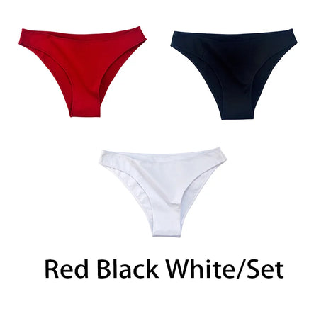 3PCS/Set Women Sexy Cotton Panties Low Waist Bikini Underwear Female Underpants Solid Color Soft Girls Briefs Intimates