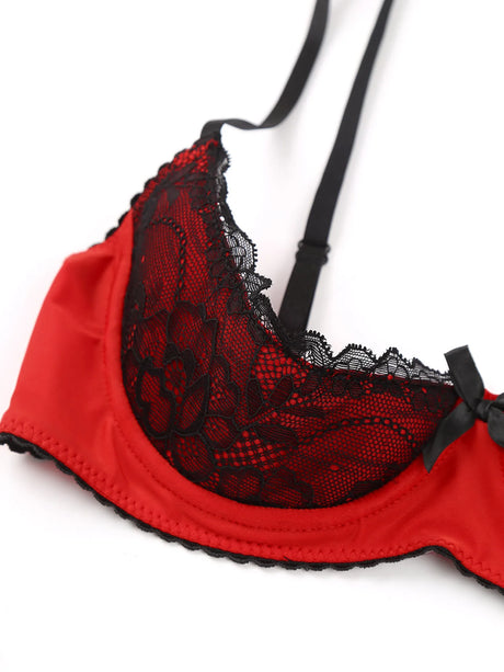 Women Sexy Open Cups Bra Exposed Nipples Lingerie Tops Adjustable Straps Underwire Lace Push Up Brassiere Underwear Nightwear