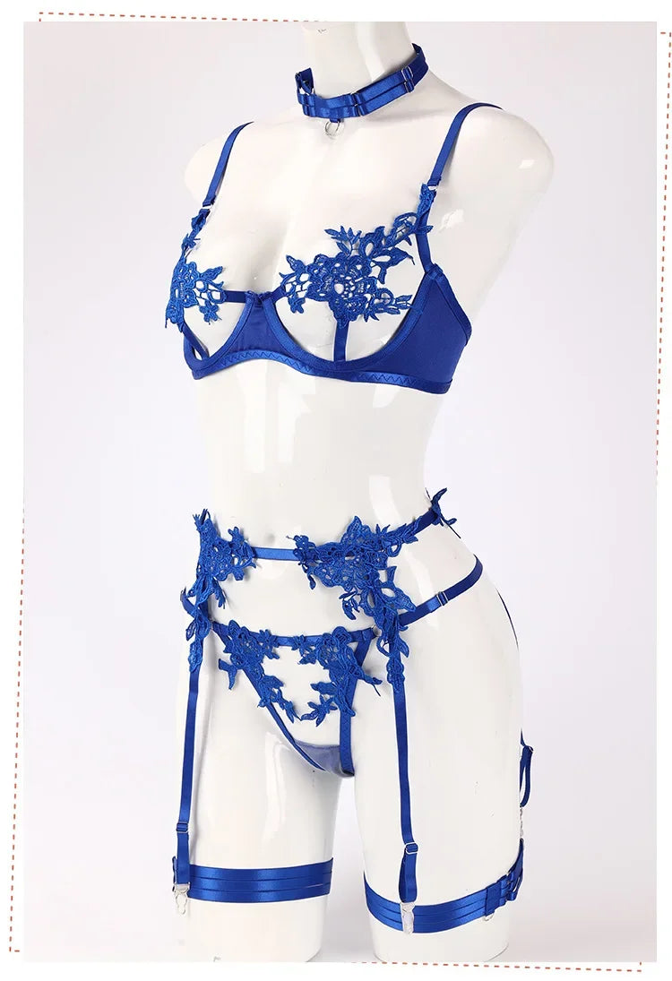 Tornova Sexy Lingerie Cross Lace Splicing Women's Embroidery See-Through Passionate Temptation Leg Rings Free Charge Underwear