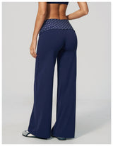 Fashion Polka Dot And Striped Wide Leg Pants For Women Fold Over Waist  Bell-bottoms Flare Yoga Pants Push Up Workout Leggings