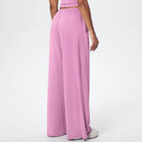 Women Quick Drying Wide Leg Yoga Pants Loose Yoga Pants High Waist With Pockets Fitness Sport Gym Workout Drawstring Full Length