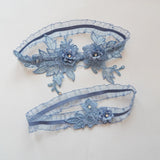 Sexy Lace Garter Women Socks Ring Bride Leg Ring Wedding Dress Ring Decoration Garters Thigh Bands Flowers With Rhinestone Blue