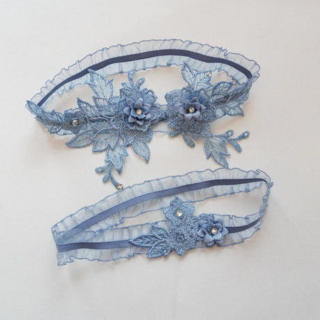 Sexy Lace Garter Women Socks Ring Bride Leg Ring Wedding Dress Ring Decoration Garters Thigh Bands Flowers With Rhinestone Blue