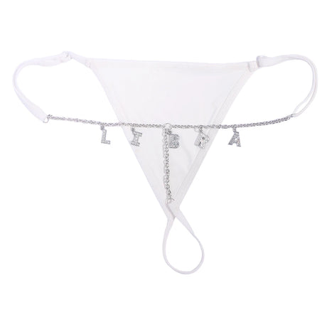 Customize Name Crystal Letters Waist Body Chain for Women Sexy Leopard Underwear Bikini Thong Body Jewelry Valentine's Day Gift