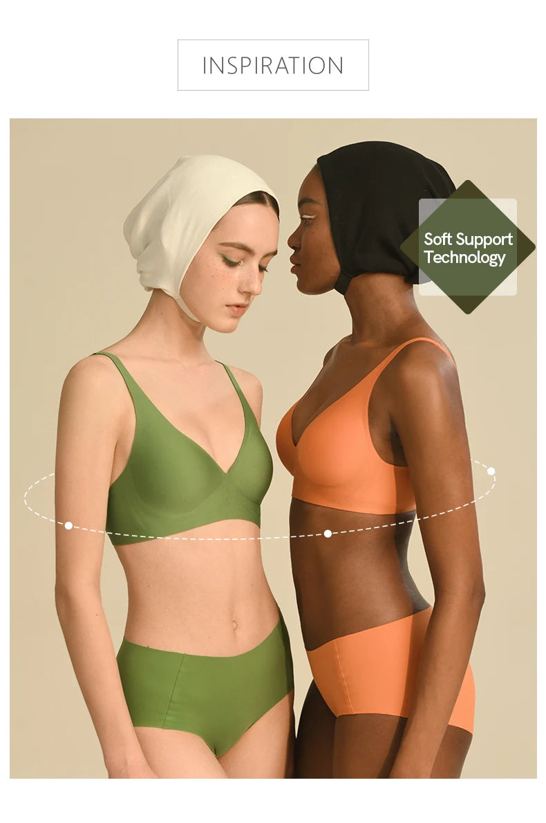 SUJIIN Sexy Wireless Bras for Women Plunge Seamless Invisible Padded Push Up Bra Comfortable Smoothing Female Bralette Bh MX074G