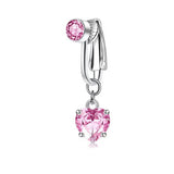Clip On Belly Button Ring Butterfly Copper Zircon Pink Fake Belly Piercing Umbilical Navel Body Jewelry Trendy Fashion Style