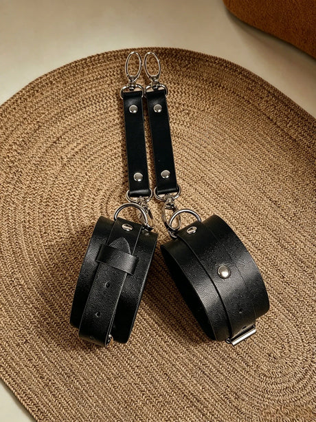 2PCS PU Leather Bracelet Bondage Leather Handcuffs Buckle Adjustable Vintage Punk Clothing Ankle Cuffs