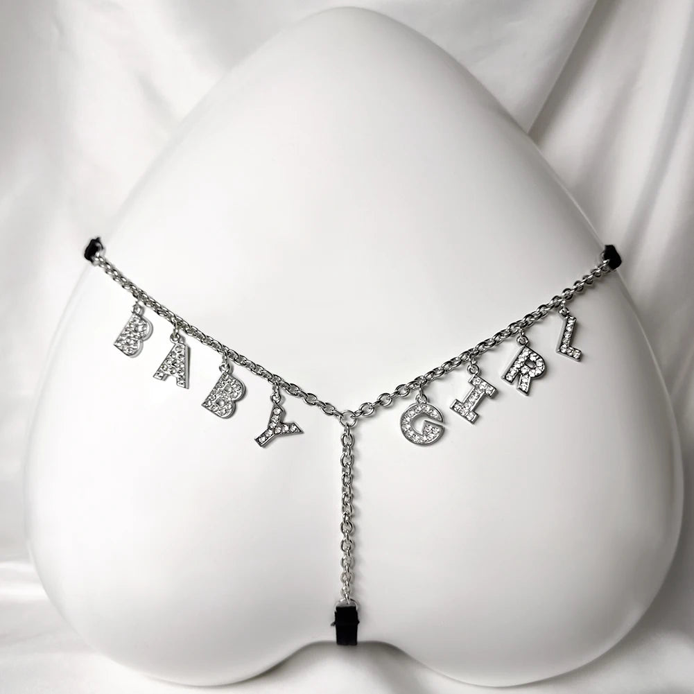 Customize Name Crystal Letters Waist Body Chain for Women Sexy Leopard Underwear Bikini Thong Body Jewelry Valentine's Day Gift