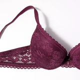 Beauwear 75 80 85 B C Cup Women's 3/4 Cup Plunge Bras Sexy Lace Solid Color Thin Mold Cup Bra Unlined Underwire Bralette 