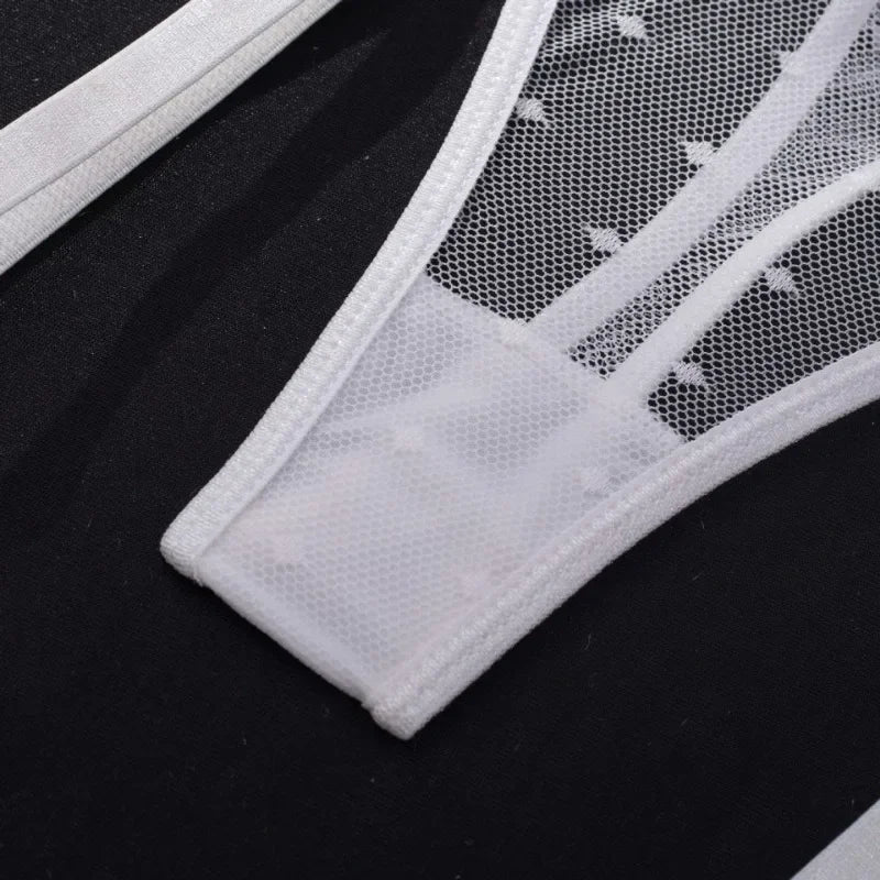 Tornova Lace Embroidery Jumpsuit For Women Mesh Patchwork See-through Sexy Hollow Out Underwear Solid Color Garters Underwear